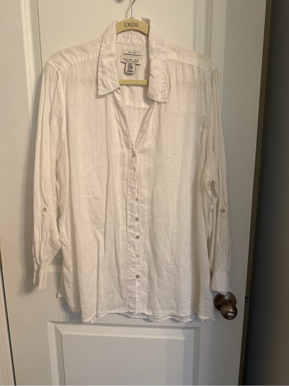 Rachel Zoe White Linen Collared Shirt